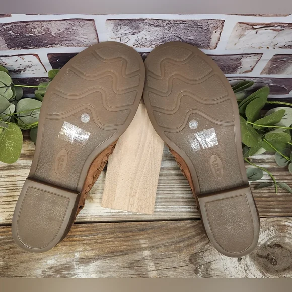 Earth Shoes Etella Tan Woven Leather Round Toe Loafers Size 8.5 - Picture 4 of 8